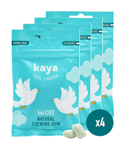 Packshot de 4 de chewing-gums relaxants au CBD Kaya