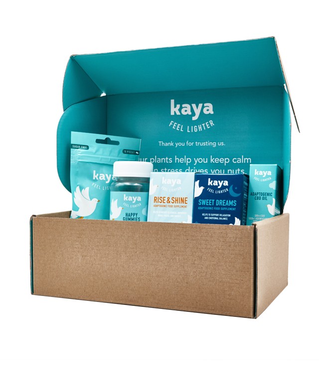 Packshot coffret Best-sellers avec produits au CBD de Kaya